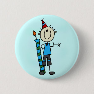 Chapa Redonda De 5 Cm Camisetas de niño de cumpleaños con velas y regalo