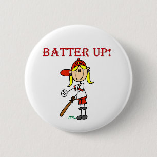 Chapa Redonda De 5 Cm Camisetas de softball para niñas con texto rojo y