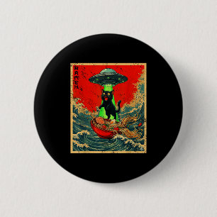 Chapa Redonda De 5 Cm Camisetas Gráficas de Anime Japonés Ufo Ramen Gato
