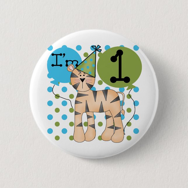 Chapa Redonda De 5 Cm Camisetas y regalos del primer cumpleaños del tigr (Anverso)