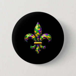 Chapa Redonda De 5 Cm Camo Flor De Lis Mardi Gras Louisiana Nueva Orlean