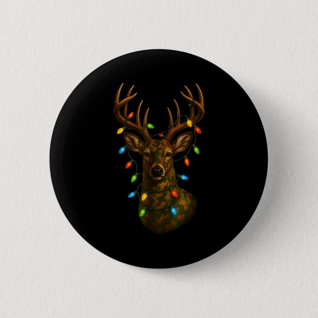 Chapa Redonda De 5 Cm Camo Hunting Reindeer Deer Christmas Holiday Xmas  (Anverso)
