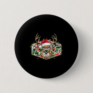 Chapa Redonda De 5 Cm Camo Navidad Santa Caza de Ciervos Temporada Fiest