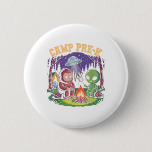 Chapa Redonda De 5 Cm Campamento Cute pre-k Niños Alien Campground Campa