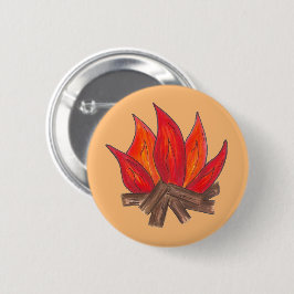 Chapa Redonda De 5 Cm Campamento de bomberos de camping de Naranja rojo