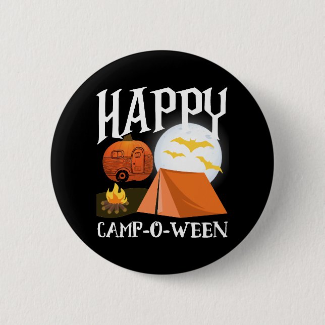 Chapa Redonda De 5 Cm Campamento de Halloween Campamento Feliz de Ween (Anverso)