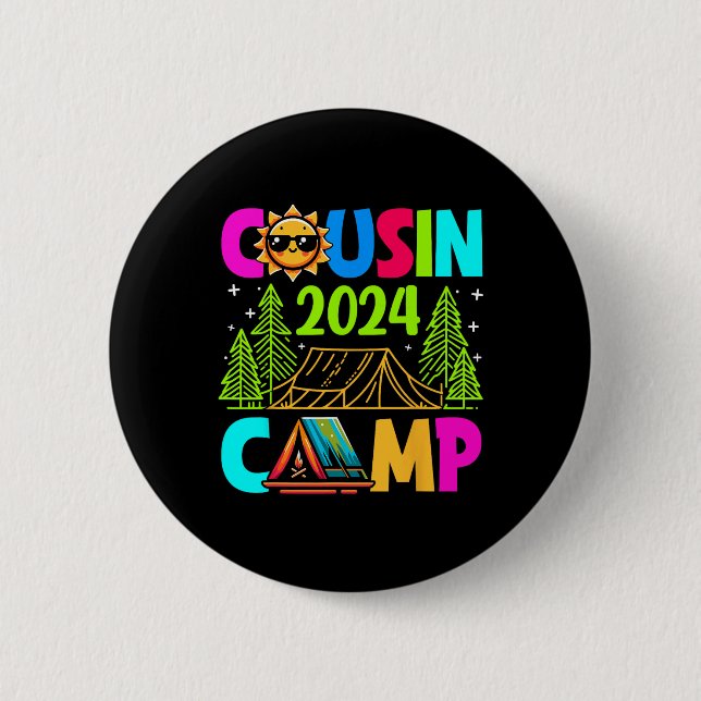 Chapa Redonda De 5 Cm Campamento de Primos 2024 Camping de verano para f (Anverso)