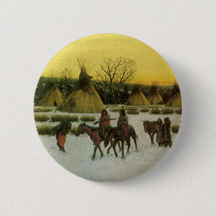 Chapa Redonda De 5 Cm Campamento Sioux en Wounded Knee por John Hauser
