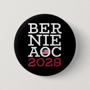Chapa Redonda De 5 Cm Campaña de mujeres Bernie Aoc 2028 - Lucha contra