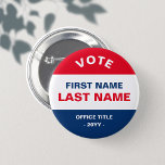 Chapa Redonda De 5 Cm Campaña electoral clásica personalizada Azul rojo<br><div class="desc">Campaña electoral clásica personalizada Botón rojo y azul</div>