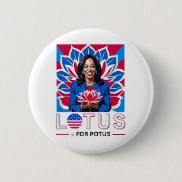Chapa Redonda De 5 Cm Campaña "Lotus Kamala Harris President"