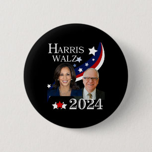 Chapa Redonda De 5 Cm Campaña Presidencial Walz 2024 Kamala