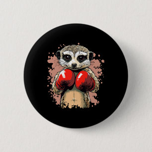 Chapa Redonda De 5 Cm Campeón De Boxeo De Meerkat Listo Con Guantes