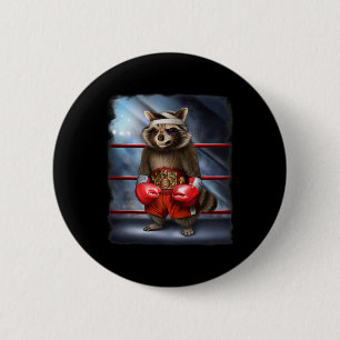 Chapa Redonda De 5 Cm Campeón de boxeo luchador de mapache