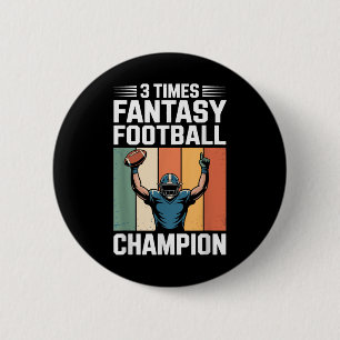 Chapa Redonda De 5 Cm Campeón Divertido 3 Veces de Fútbol Fantasía