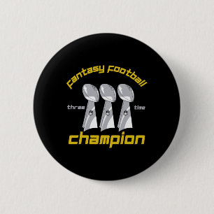 Chapa Redonda De 5 Cm Campeón Divertido Tres Veces de la Liga de Fútbol 