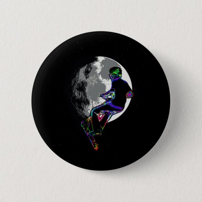 Chapa Redonda De 5 Cm Campeón Scooter iluminado por la luna - Arte Scoot (Anverso)