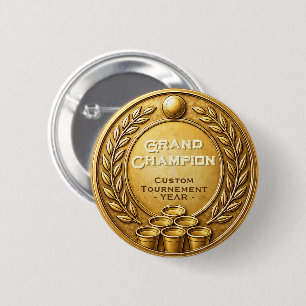 Chapa Redonda De 5 Cm Campeonato Torneo de Beer Pong Medalla de Oro
