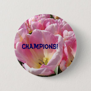 Chapa Redonda De 5 Cm ¡Campeones! botones Flores de Tulipán Rosa Floral