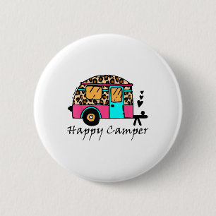 Chapa Redonda De 5 Cm Camper Happy Summer Camp Camping Leopard Funny Gla