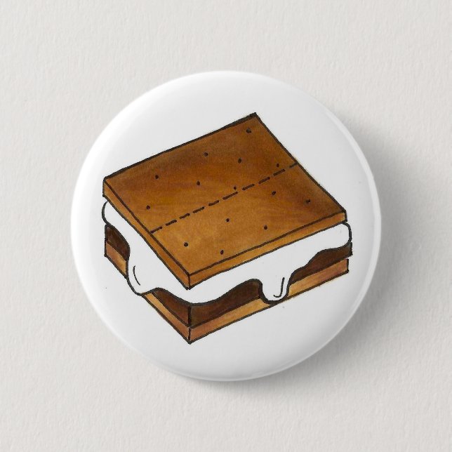 Chapa Redonda De 5 Cm Campfire S'mores Marshmallow Camp Smores Foodie (Anverso)