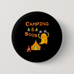 Chapa Redonda De 5 Cm Camping & Boos Ghosts Wine Camping Halloween