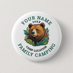 Chapa Redonda De 5 Cm Camping de la familia de osos rústicos de época