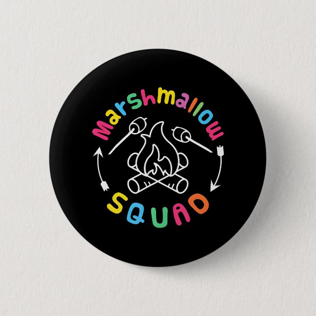 Chapa Redonda De 5 Cm Camping De La Familia Marshmallow Squad (Anverso)