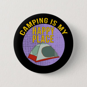 Chapa Redonda De 5 Cm Camping es mi lugar feliz