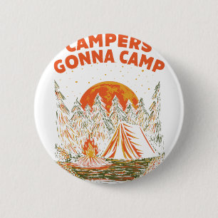 Chapa Redonda De 5 Cm Campistas Van a Acampar Vacaciones de Verano Viaje