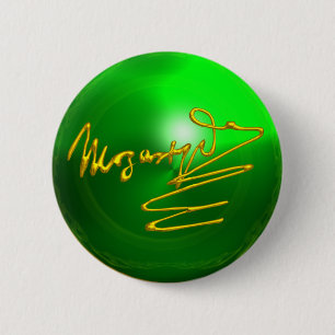 Chapa Redonda De 5 Cm CAMPO A MOZART Gold Signature de Composer Green