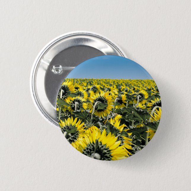 Chapa Redonda De 5 Cm Campo de girasoles (Anverso y reverso)