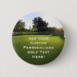Chapa Redonda De 5 Cm Campo de golf verde en el amanecer
