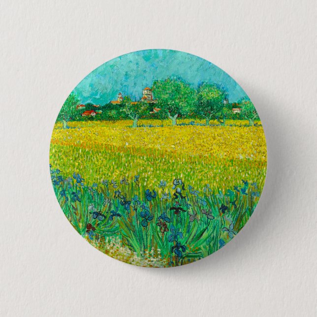 Chapa Redonda De 5 Cm Campo Van Gogh con irlandeses cerca de Arles (Anverso)