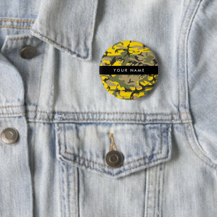 Chapa Redonda De 5 Cm Camuflaje amarillo y verde Tu nombre Personaliza