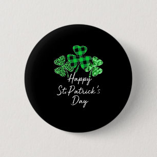 Chapa Redonda De 5 Cm Camuflaje del Leopardo de Shamrock Happy St Patric