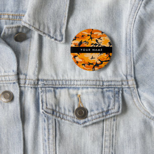Chapa Redonda De 5 Cm Camuflaje Naranja Personaliza tu nombre