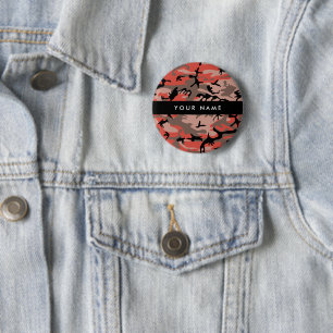 Chapa Redonda De 5 Cm Camuflaje Rojo y Marrón Personaliza tu nombre