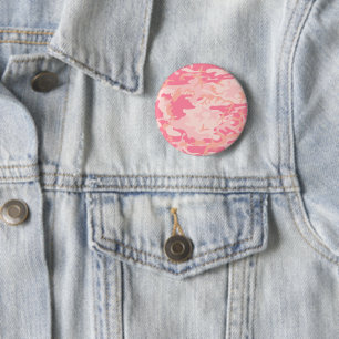 Chapa Redonda De 5 Cm Camuflaje rosa, ejército, ejército