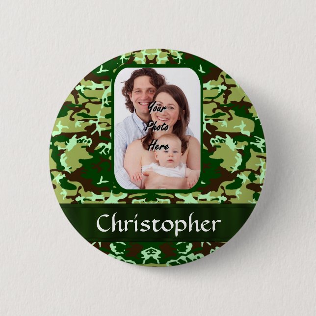 Chapa Redonda De 5 Cm Camuflaje verde (Anverso)
