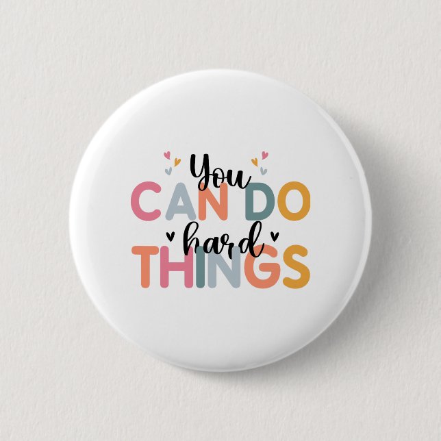 Chapa Redonda De 5 Cm Can Do Hard Things Test Day Testing Teacher (Anverso)