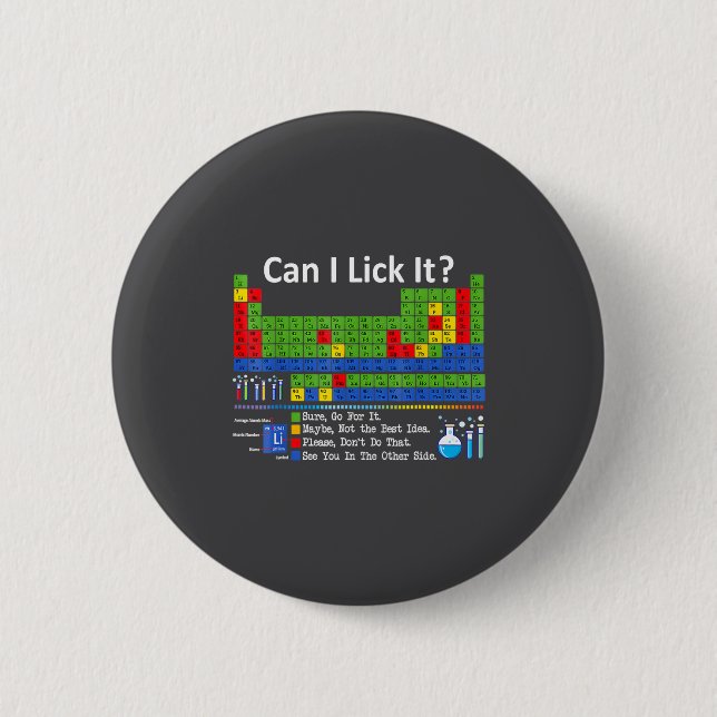 Chapa Redonda De 5 Cm Can I Lick It Periodic Table Chart Science Teacher (Anverso)