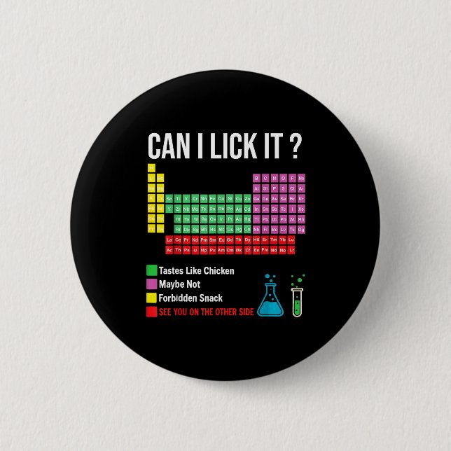 Chapa Redonda De 5 Cm Can I Lick It Periodic Table Chart Science Teacher (Anverso)