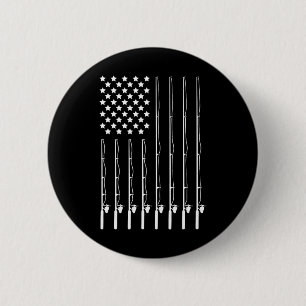Chapa Redonda De 5 Cm Caña de pescar bandera americana patriótica para a
