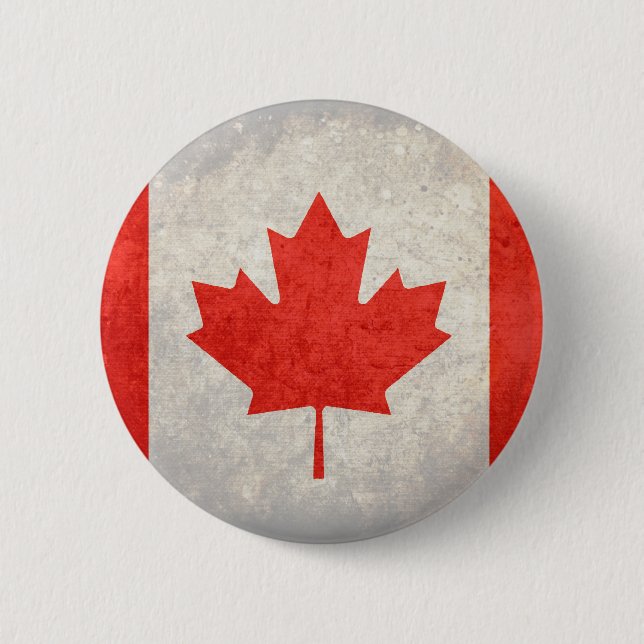 Chapa Redonda De 5 Cm Canadá; Bandera canadiense (Anverso)