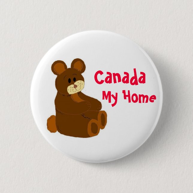 Chapa Redonda De 5 Cm Canadá, mi hogar (Anverso)