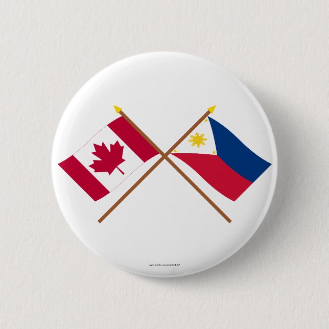 Chapa Redonda De 5 Cm Canadá y banderas cruzadas Filipinas (Anverso)
