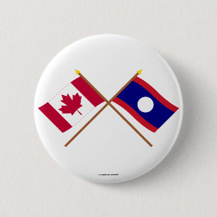 Chapa Redonda De 5 Cm Canadá y banderas cruzadas Laos