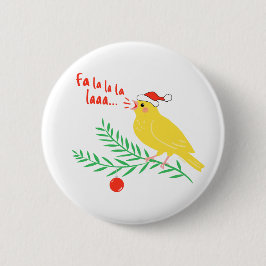 Chapa Redonda De 5 Cm Canario Cantante de Navidad