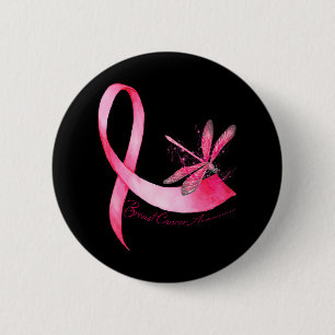 Chapa Redonda De 5 Cm Cáncer de mama de Cinta Rosa Hippie Dragonfly